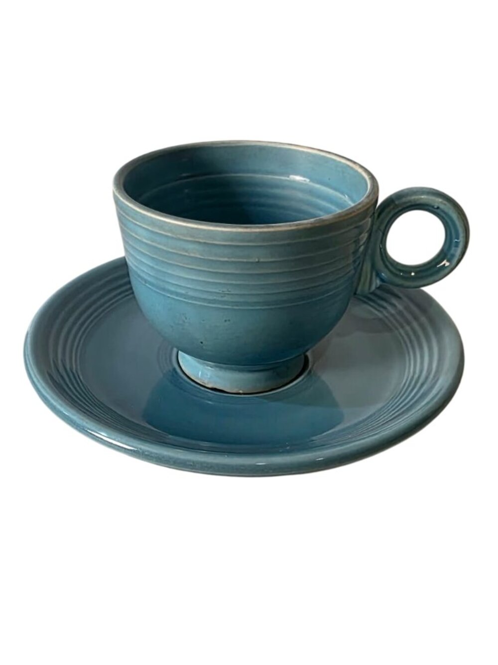Vintage Fiestaware Periwinkle Blue Teacup & Saucer Set Genuine HLC USA